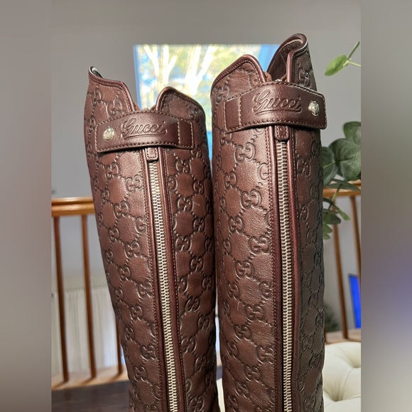 Guccissima Calfskin Miro Soft Knee High Riding Boots in Chocolate - Picture 4 of 12